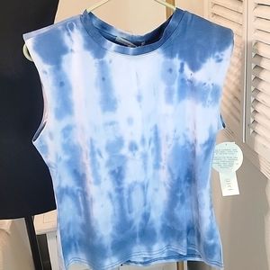 Blue Tie-Dye Sleeveless Top